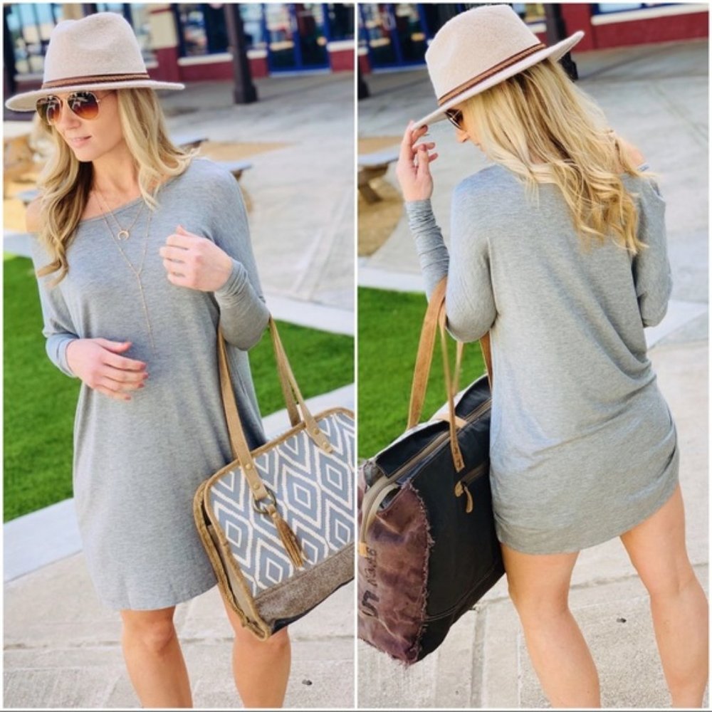 NWT Let's Chill Tunic Dress-Heather Gray - Picture 4 of 7